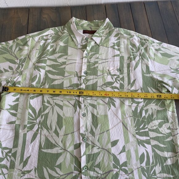 Tori Richard Green White Tropical Hawaiian Lightweight Silk Summer Shirt XL (I8) - Picture 6 of 10
